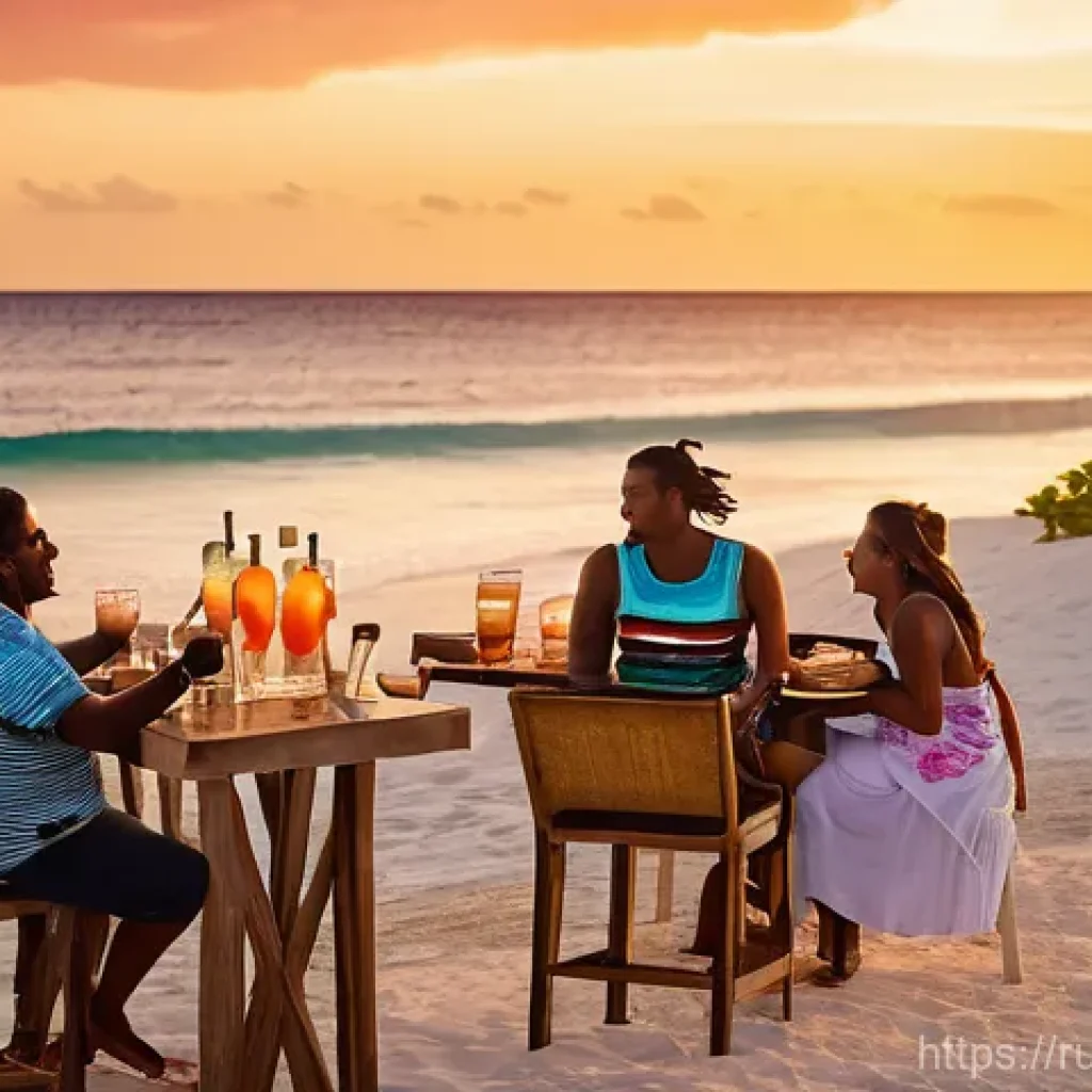 앤티가 바부다 나이트라이프 - **Antigua Beach Bar Sunset**: A vibrant and cozy scene at OJ's Beach Bar and Restaurant on Crabbe Hi...