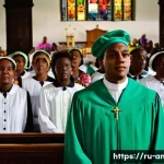 앤티가 바부다 종교 및 신앙 - **Prompt 1: A Tapestry of Faith at St. John's Cathedral**
"A majestic wide shot inside the histo...