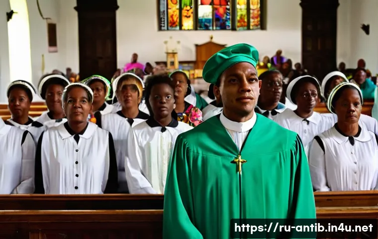 앤티가 바부다 종교 및 신앙 - **Prompt 1: A Tapestry of Faith at St. John's Cathedral**
"A majestic wide shot inside the histo...